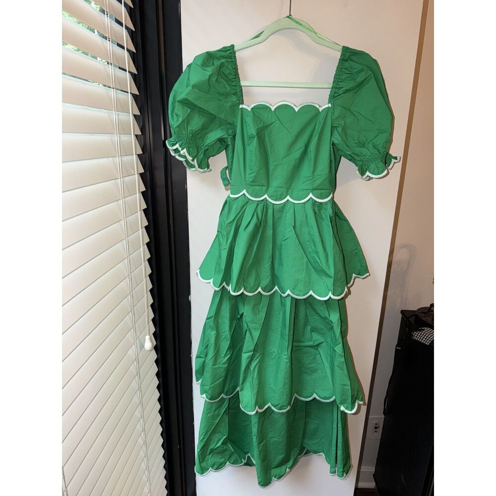 English Factory Maxi Green Tiered Ruffle XS Dress